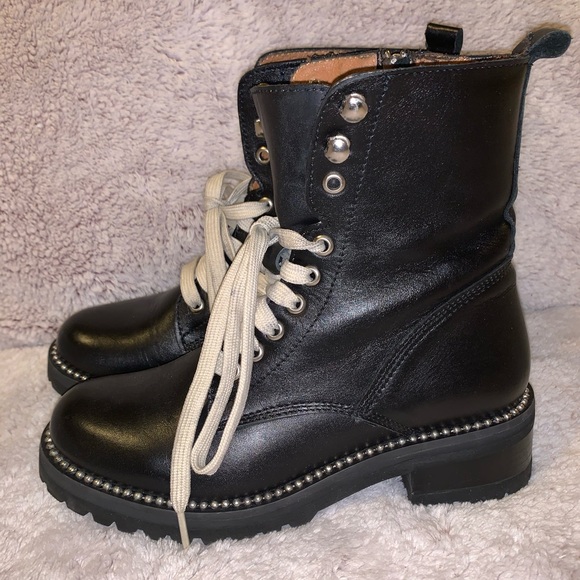 AQUA by Bloomingdales Leather Combat Boots 7.5 - Picture 3 of 7